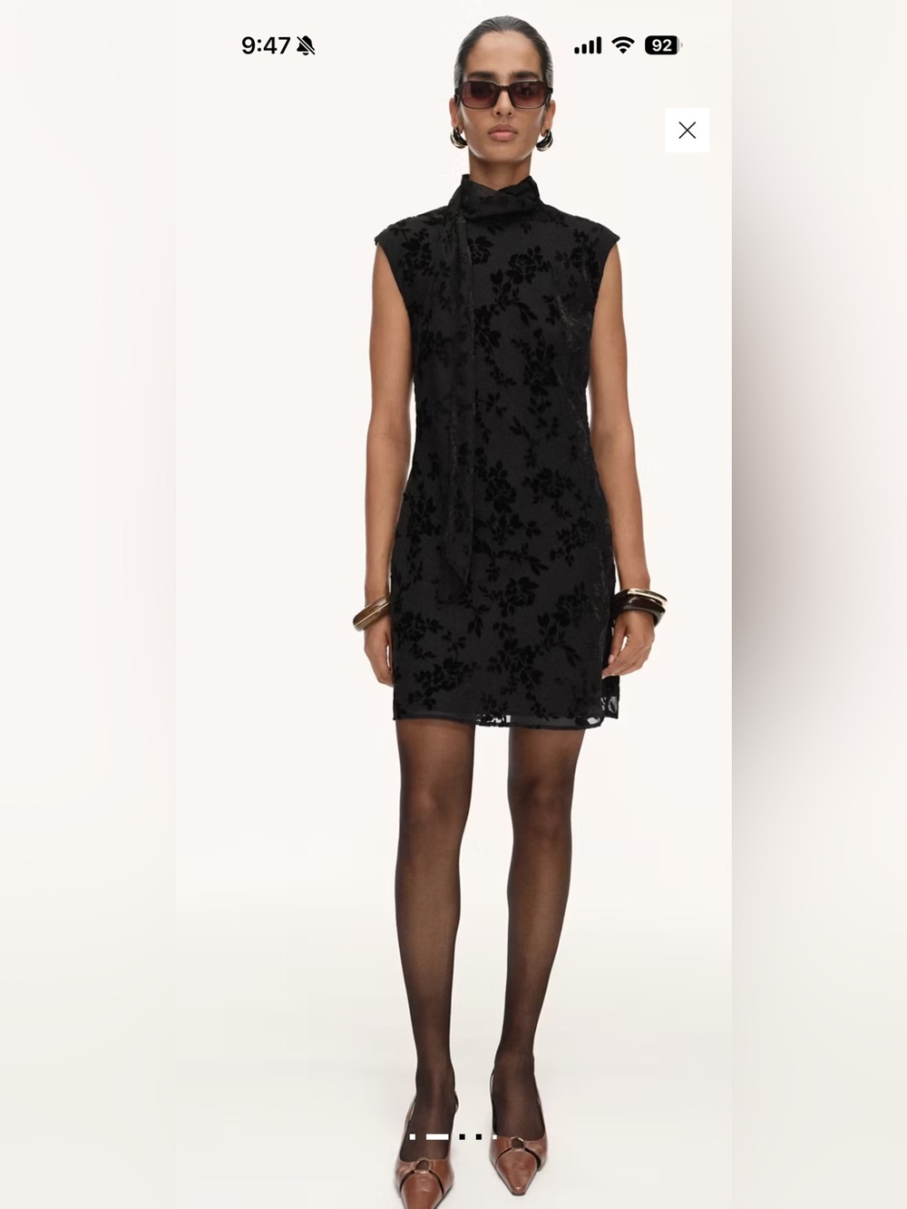 Mango Black Floral Jacquard Foulard Mini Dress
